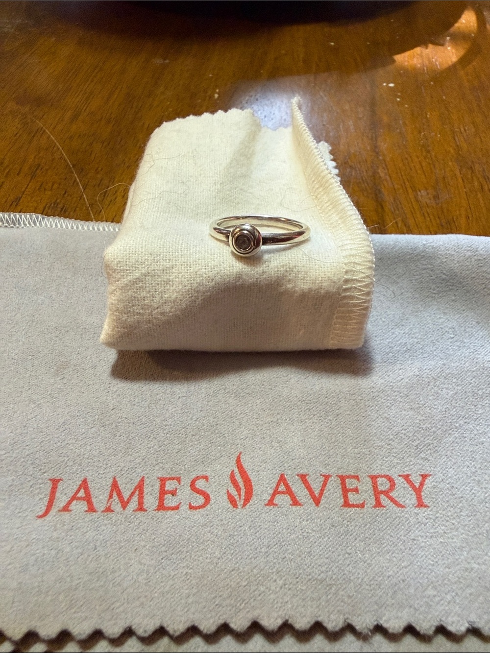 James Avery Sterling Silver Ring with March Aqua Gemstone Accent